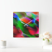 Donkergroen en rood reliëf en diepte vierkante klok (Huis)