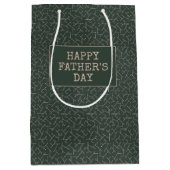 Donkergroen en Tan Geometrische Print Vaderdag Medium Cadeauzakje (Voorkant)