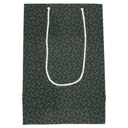 Donkergroen en Tan Geometrische Print Vaderdag Medium Cadeauzakje (Achterkant)