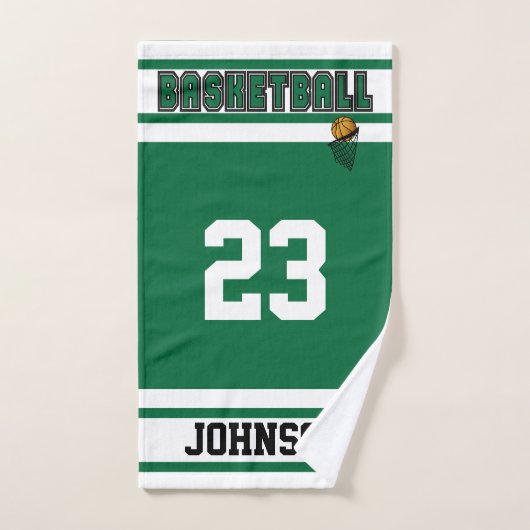 Donkergroen en wit 🏀 Basketball Handdoek (Handdoek)
