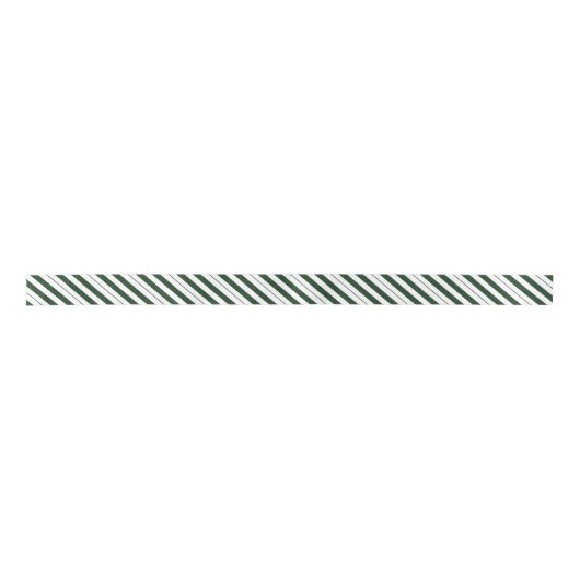 Donkergroen en wit diagonaal strepen satijnen lint (Voorkant)