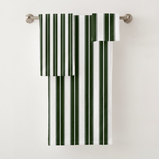Donkergroen en wit gestreept bad handdoek (Insitu)