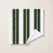 Donkergroen en wit gestreept bad handdoek (Wasdoekje)