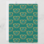 Donkergroen en wit goudhart bruiloft kaart (Achterkant)