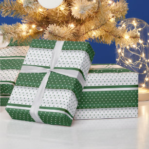 Donkergroen en wit poka dot Stripe Design Cadeaupapier