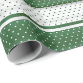 Donkergroen en wit poka dot Stripe Design Cadeaupapier (Rol Hoek)
