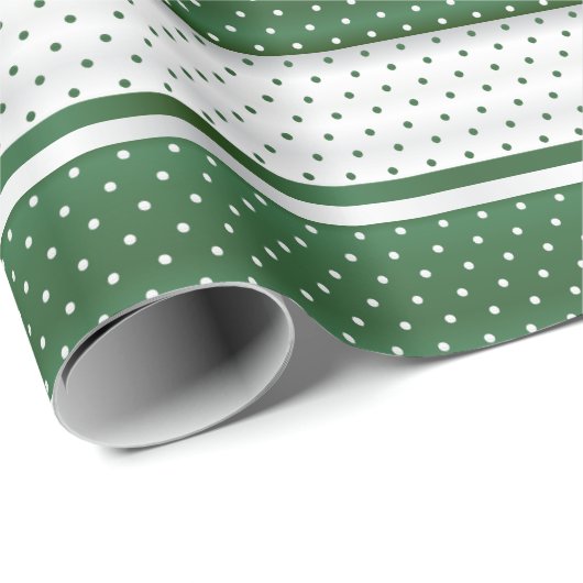 Donkergroen en wit poka dot Stripe Design Cadeaupapier (Rol Hoek)