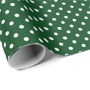 Donkergroen en wit stippenpatroon cadeaupapier