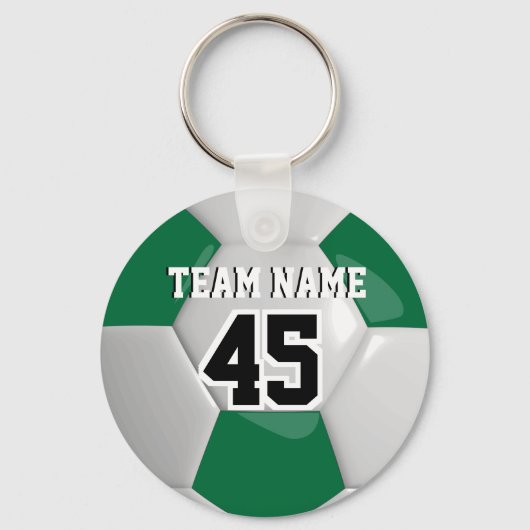 Donkergroen en wit team Voetbal Sleutelhanger (Voorkant)