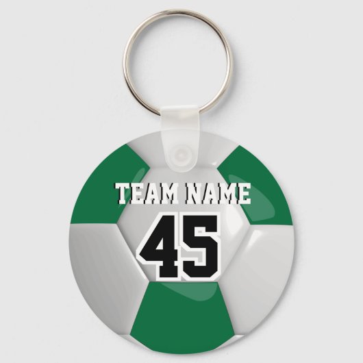 Donkergroen en wit team Voetbal Sleutelhanger (Achterkant)