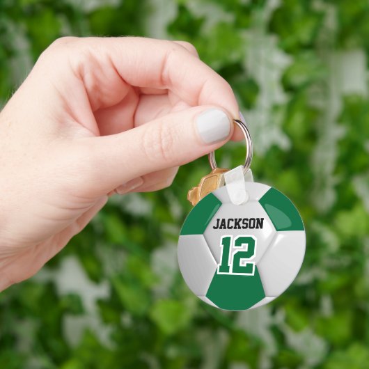 Donkergroen en wit team Voetbal ⚽ Sleutelhanger (Hand)