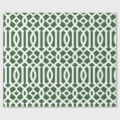 Donkergroen en wit trellis patroon cadeaupapier (Vlak)