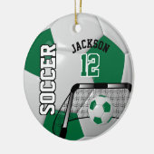 Donkergroen en wit Voetbal Keramisch Ornament (Links)