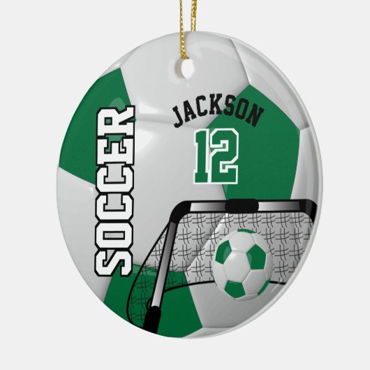 Donkergroen en wit Voetbal Keramisch Ornament (Links)