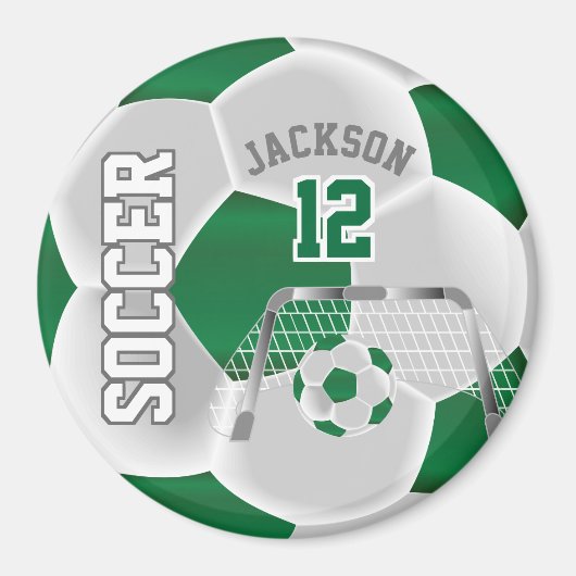 Donkergroen en wit Voetbal personaliseren Magneet (Voorkant)