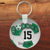 Donkergroen en wit Voetbal Sleutelhanger (Voorkant)