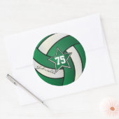Donkergroen en wit Volleybal | DIY-tekst Ronde Sticker (Envelop)