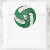 Donkergroen en wit Volleybal | DIY-tekst Ronde Sticker (Tas)