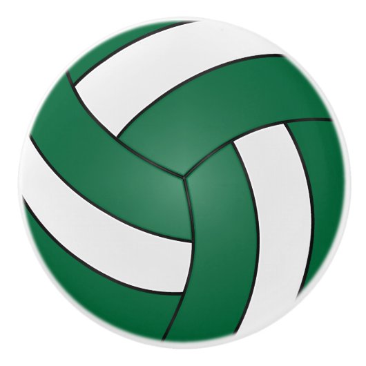 Donkergroen en wit volleybal keramische knop (Voorkant)