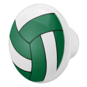 Donkergroen en wit volleybal keramische knop (Rechts)