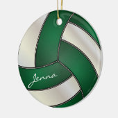 Donkergroen en wit Volleybal personaliseren Keramisch Ornament (Links)