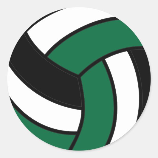 Donkergroen en wit volleybal ronde sticker (Voorkant)