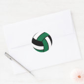 Donkergroen en wit volleybal ronde sticker (Envelop)