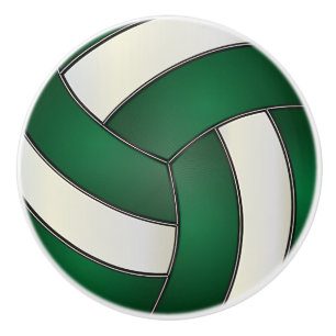 Donkergroen en Wit Volleyball Keramische Knop