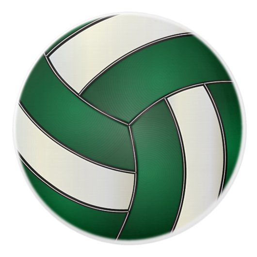 Donkergroen en wit 🏐 Volleyball Keramische Knop (Voorkant)