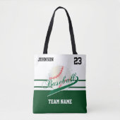 Donkergroen en wit voor een honkbalteam tote bag (Voorkant)