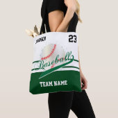 Donkergroen en wit voor een honkbalteam tote bag (Dichtbij)
