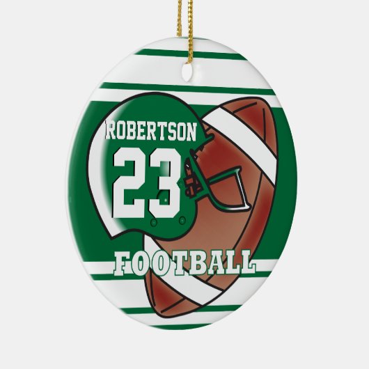 Donkergroen en witsport Football Keramisch Ornament (Rechts)