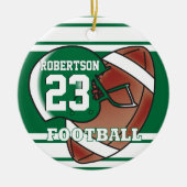 Donkergroen en witsport Football Keramisch Ornament (Voorkant)
