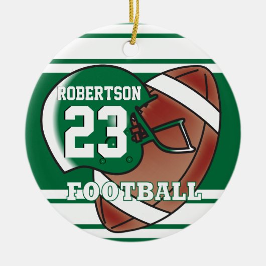 Donkergroen en witsport Football Keramisch Ornament (Voorkant)
