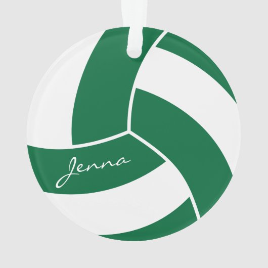 Donkergroen en witte volleybal 4 | DIY-naam Ornament (achterkant)