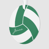 Donkergroen en witte volleybal 4 | DIY-naam Ornament (voorkant)