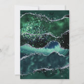 Donkergroen en zilver faux glitter Agate Birthday Kaart (Achterkant)