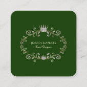 Donkergroen en zilver glitter  Lijst Vierkante Visitekaartje (Voorkant)