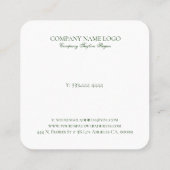 Donkergroen en zilver glitter  Lijst Vierkante Visitekaartje (Achterkant)