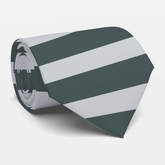 Donkergroen en zilver I horizontale streped Stropdas (Opgerold)