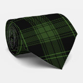 Donkergroen en zwart Schots Tartan Plaid Pattern Stropdas (Opgerold)
