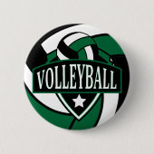 Donkergroen en zwart volleybal Logo Ronde Button 5,7 Cm (Voorkant)