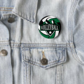 Donkergroen en zwart volleybal Logo Ronde Button 5,7 Cm (In situ)