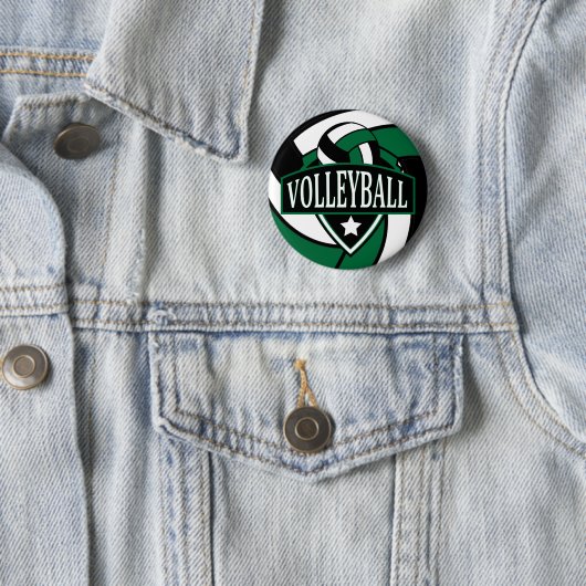 Donkergroen en zwart volleybal Logo Ronde Button 5,7 Cm (In situ)