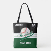 Donkergroen en zwart voor een honkbalteam tote bag (Achterkant)