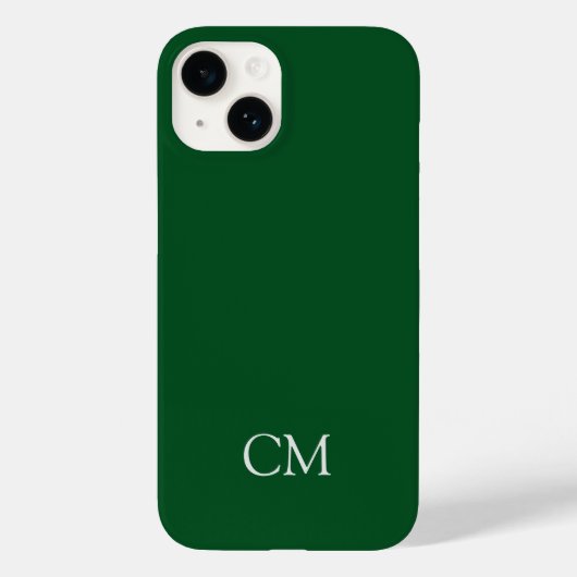 Donkergroen enkelvoudig monogram Case-Mate iPhone case (Achterkant)