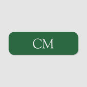 Donkergroen enkelvoudig monogram naamplaatje (Voorkant)