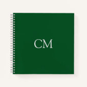 Donkergroen enkelvoudig monogram notitieboek (Voorkant)