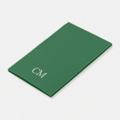 Donkergroen enkelvoudig monogram post-it® notes (Schuin)