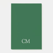 Donkergroen enkelvoudig monogram post-it® notes (Voorkant)